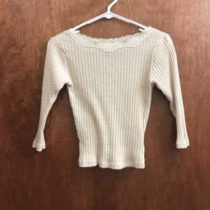 Urban Outfitters Lotus Lace Crew-Neck Thermal Top